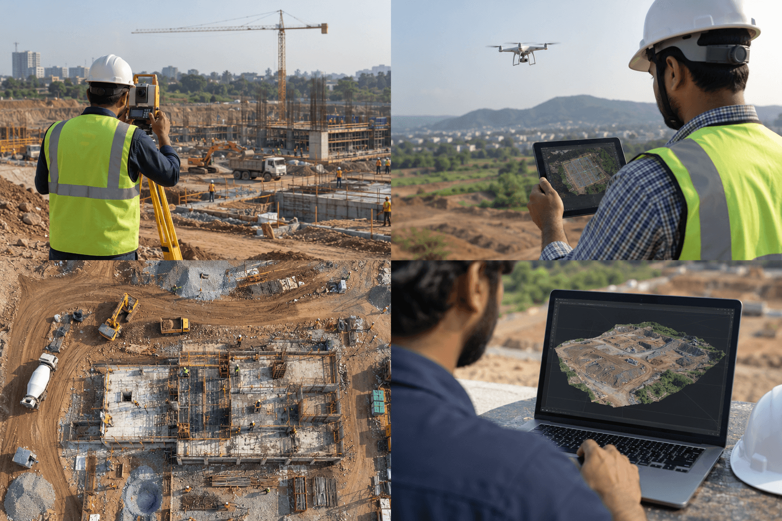 Illustrative learning scene: A terrain model being reviewed on a laptop