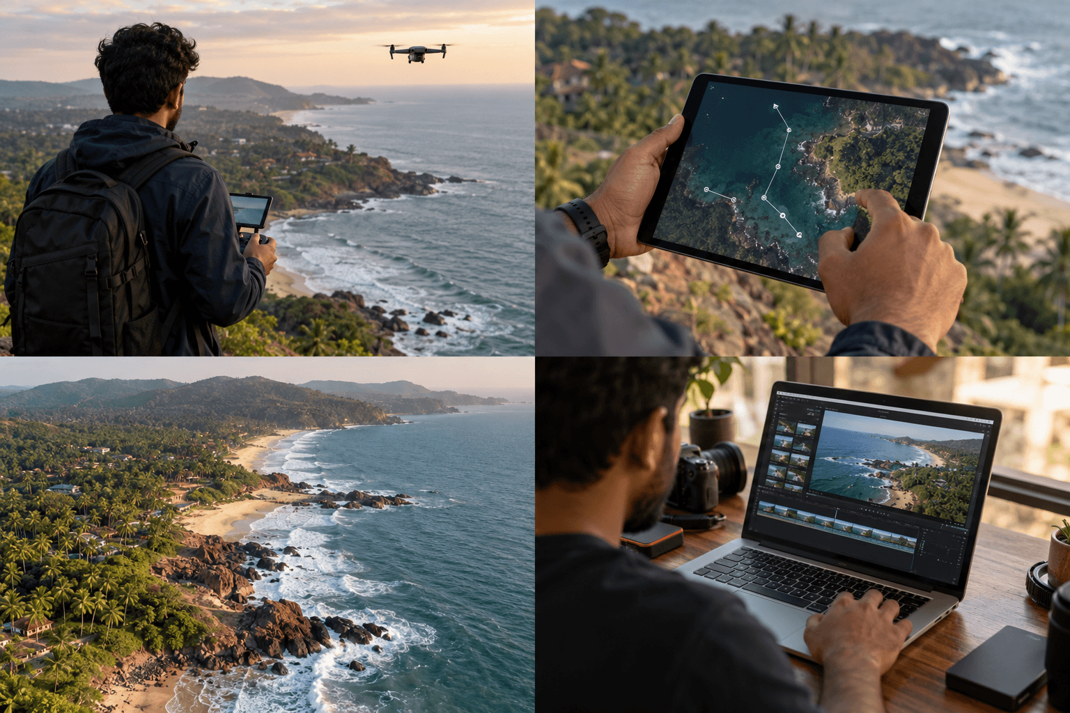 Illustrative learning scene: A cinematic aerial photograph of a coastline